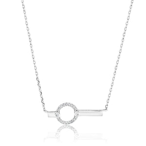 Sterling Silver and Cubic Zirconia Open Circle Necklace (6624744374436) (7077459525796)