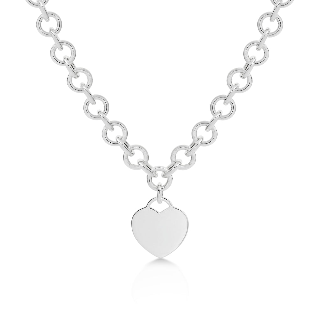 MP5920 Sterling silver heart tag necklace 45cm 20.90gm