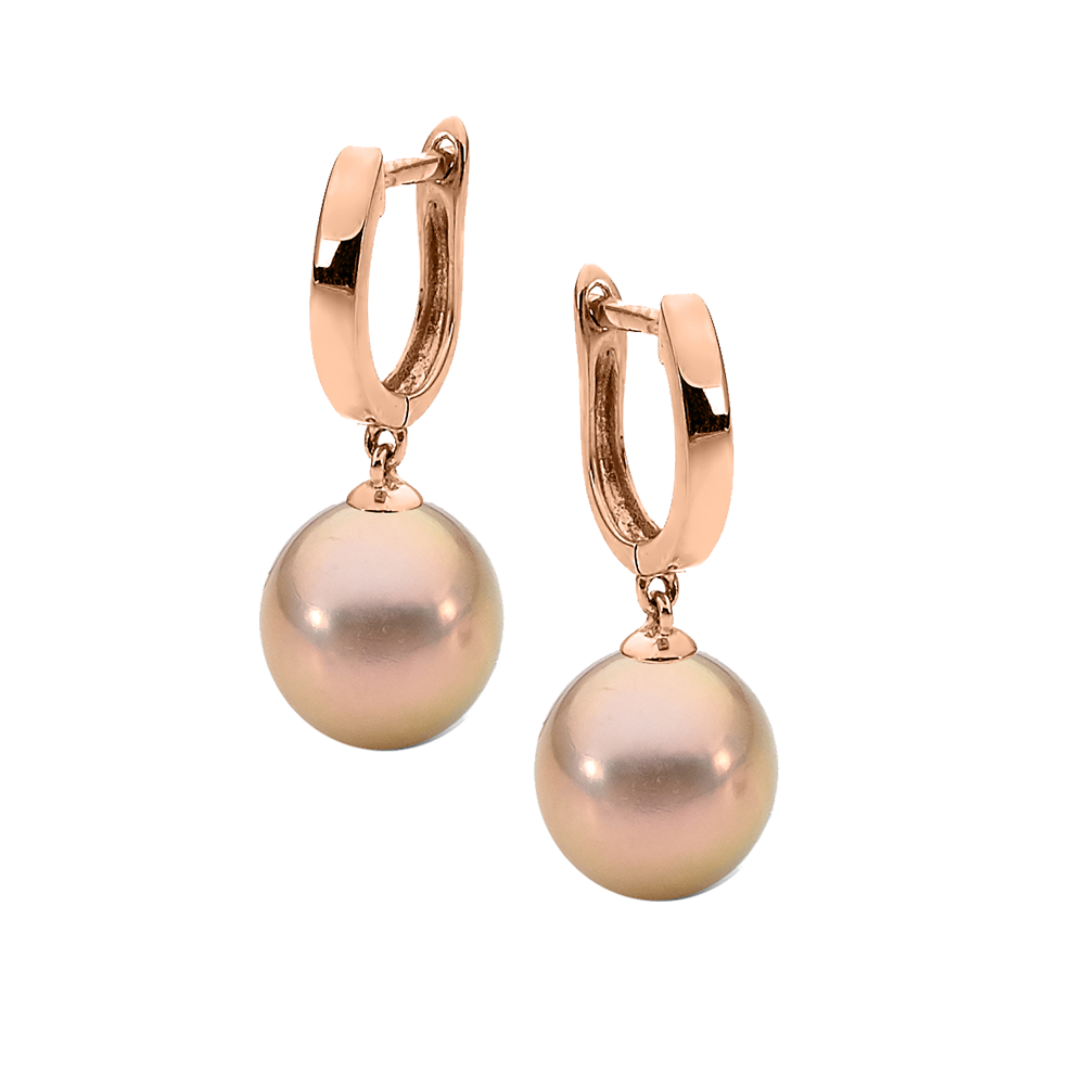 Ikecho 9ct Rose Gold Fresh Water Pearl Edison Huggy Earrings