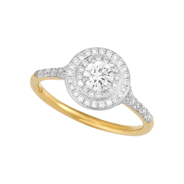 18ct Gold Round Brilliant Cut Double Halo Engagement Ring