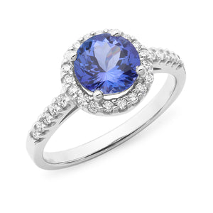 MMJ - Tanzanite & Diamond Claw/Bead Set Dress Ring