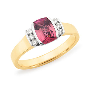 MMJ - Pink Tourmaline & Diamond End Set Dress Ring