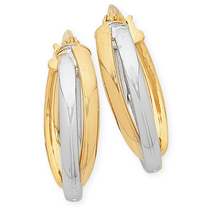 9ct 2-Tone Gold Silver Filled Hoop Earrings