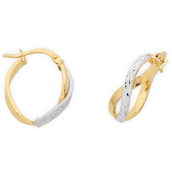 9ct 2-Tone Gold Silver Filled Hoop Earrings