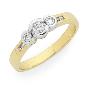 9ct Gold 1/4ct TDW Diamond Trilogy Ring