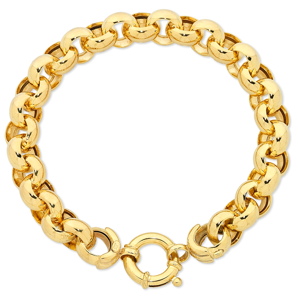 Double Belcher Bracelet Patterned & Plain, 9ct Yellow Gold – Unisex, 104g -  Romany Gold