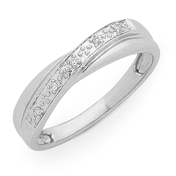 9ct White Gold Diamond Set Ring