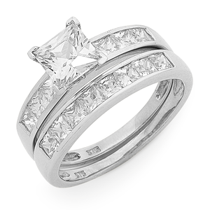 White gold cz wedding 2025 set