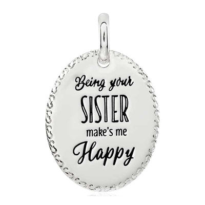 CANDID SS 25mm oval engraved scroll frame 'being your sister makes me happy'