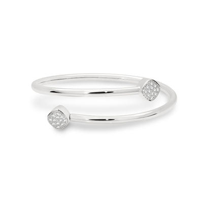 CANDID SS 4mm cuff bangle with cubic zirconia and removable end