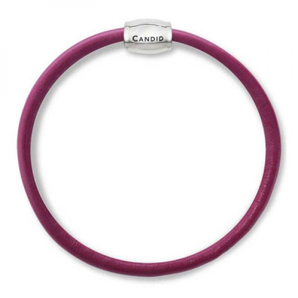 CANDID single strand raspberry nap leather bracelet with SS & magnetic clasp 21cm