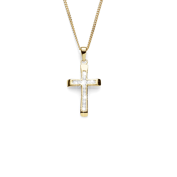 9ct Gold 0.17ct Tdw Diamond Channel Set Latin Cross