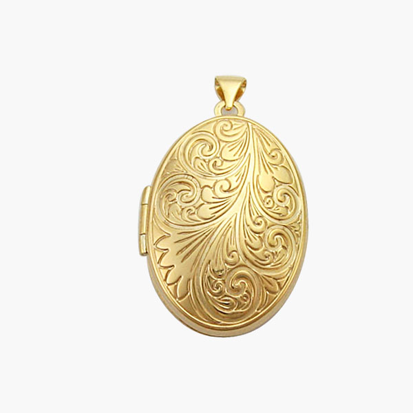 Gold 26mm Oval Scroll Embossed Locket