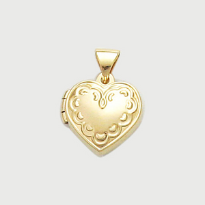 Gold 12mm Heart Shape Locket With Embossed Edge