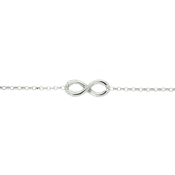 Sterling Silver Polished Infinity Rolo Bracelet With Parrot Beak Clasp