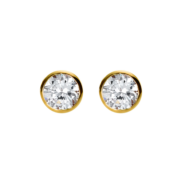 9ct Gold Bezel Set Round 5mm Cubic Zirconia Stud Earrings