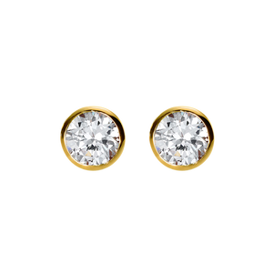 9ct Gold Bezel Set Round 5mm Cubic Zirconia Stud Earrings