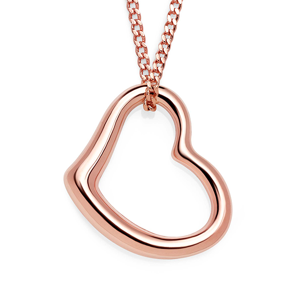 9ct Rose Gold Bonded Silver Polished Open Heart Pendant