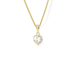 9ct Gold Bezel-Set Heart-Shape Cubic Zirconia Pendant