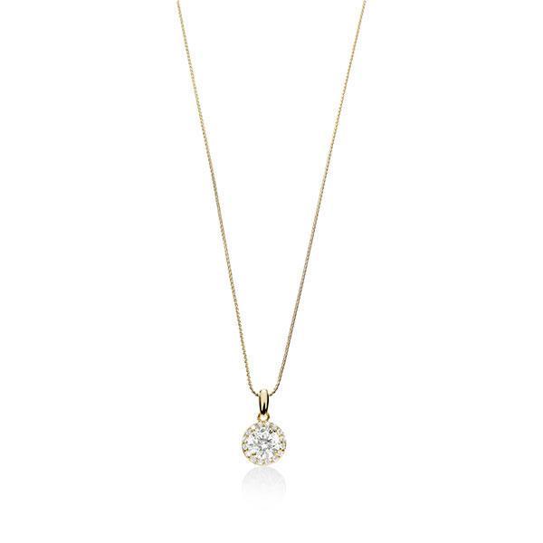 9ct Claw Set Cubic Zirconia Set With Pave Surround Pendant