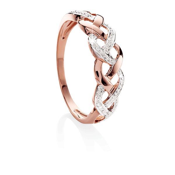 9ct Rose Gold Diamond-Set Open-Plait Dress Ring