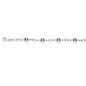 Sterling Silver Hollow Oval Belcher Bracelet With Polished Dome Feature Links