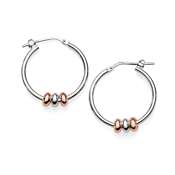 Sterling Silver 20mm Polished Hoops With Rose Gold Plated Rings