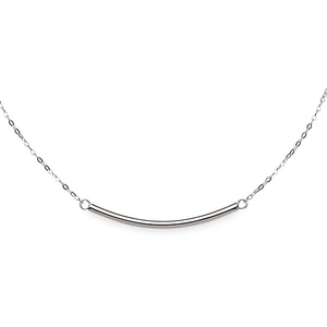 Sterling Silver Hammered Cable With Curved Polished Tube Feature Necklet