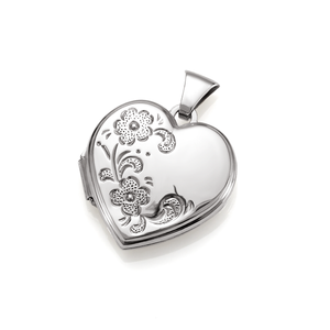 Sterling Silver Heart Floral Engraved Lkt