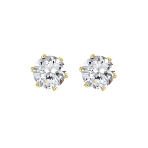 9ct Gold Claw-Set 4.5mm Round Brilliant Cubic Zirconia Stud Earrings