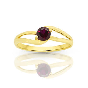 Gold Claw-Set Created Ruby Split Shank Ring
