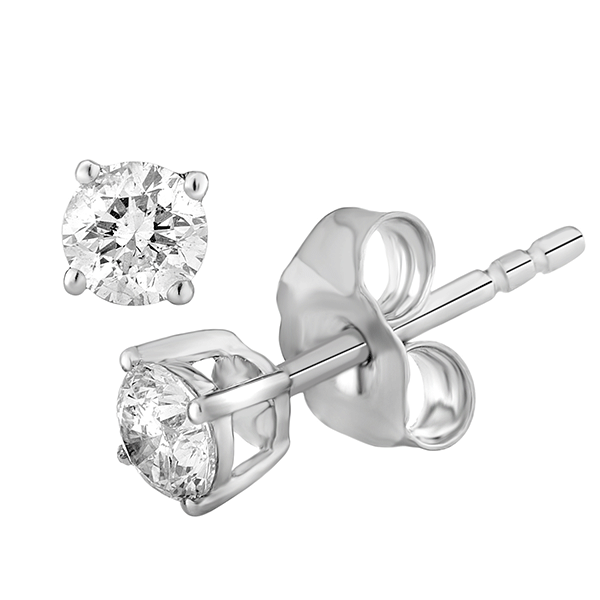 9ct White Gold 4 Claw Diamond Studs (Tdw = 0.25ct Gh P1/2)