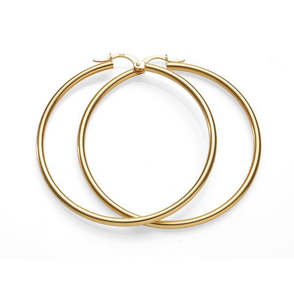 9ct Gold 40mm Diameter 2mm Wide Polished Hoops