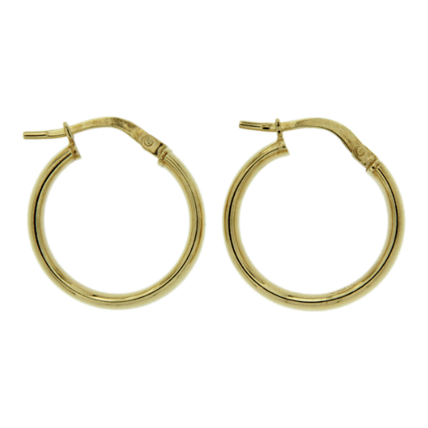 Yellow Gold 4mm 15mm High Dome Hoop Earrings