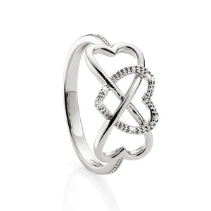 Sterling Silver Diamond Set Triple Heart Infinity Ring