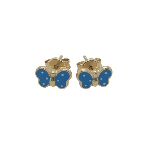 Blue Enamel Butterfly Stud Earrings