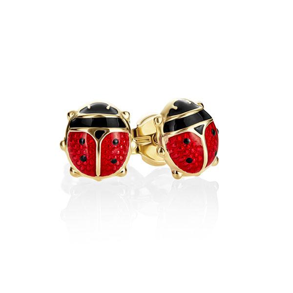 9ct Enamel Ladybird Stud Earrings
