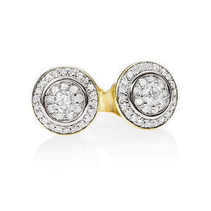 9ct Yellow Gold 0.25ct Halo Cluster Stud Earrings