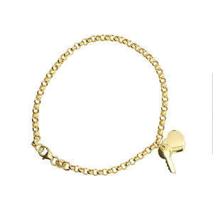 Yellow Gold 19Cm Belcher With Polished Key To My Heart Charm Bracelet