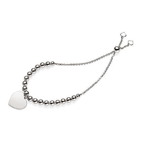 Silver Beaded Friendship Bracelet With Heart Charm