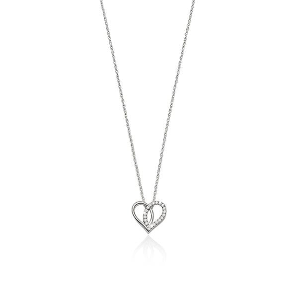 Sterling Silver Cubic Zirconia Open Heart Necklace 45Cm