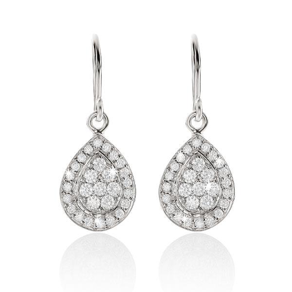 9ct White Gold Pear Shape Cluster Earrings Rbc=0.36ct*