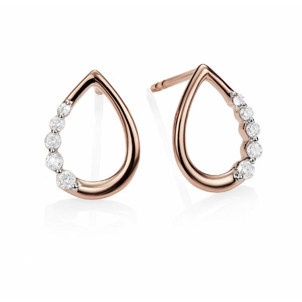 9ct Rose Gold Tear Drop Diamond Stud Earrings