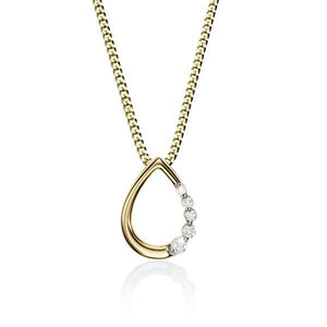 9ct Yellow Gold Tear Drop Diamond Slider Pendant