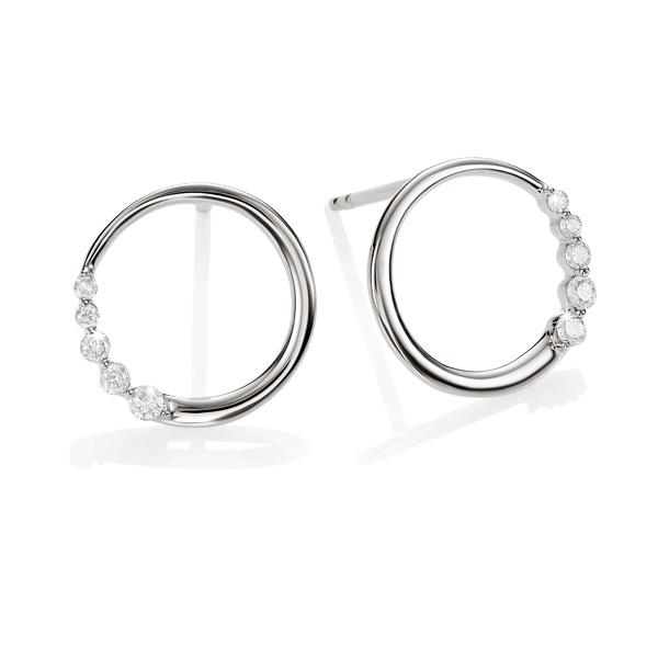 9ct White Gold Circle Diamond Stud Earrings