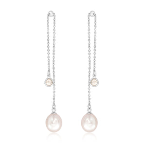 Sterling Silver Earrings With 8-8.5mm Oval Pearl & Cubic Zirconia (6624745095332) (7077459165348)