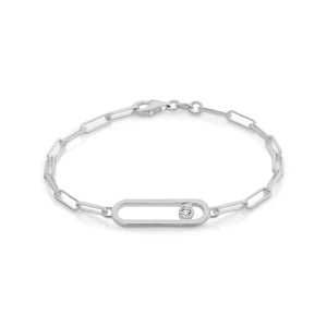 MP5923 Sterling silver CZ link chain bracelet