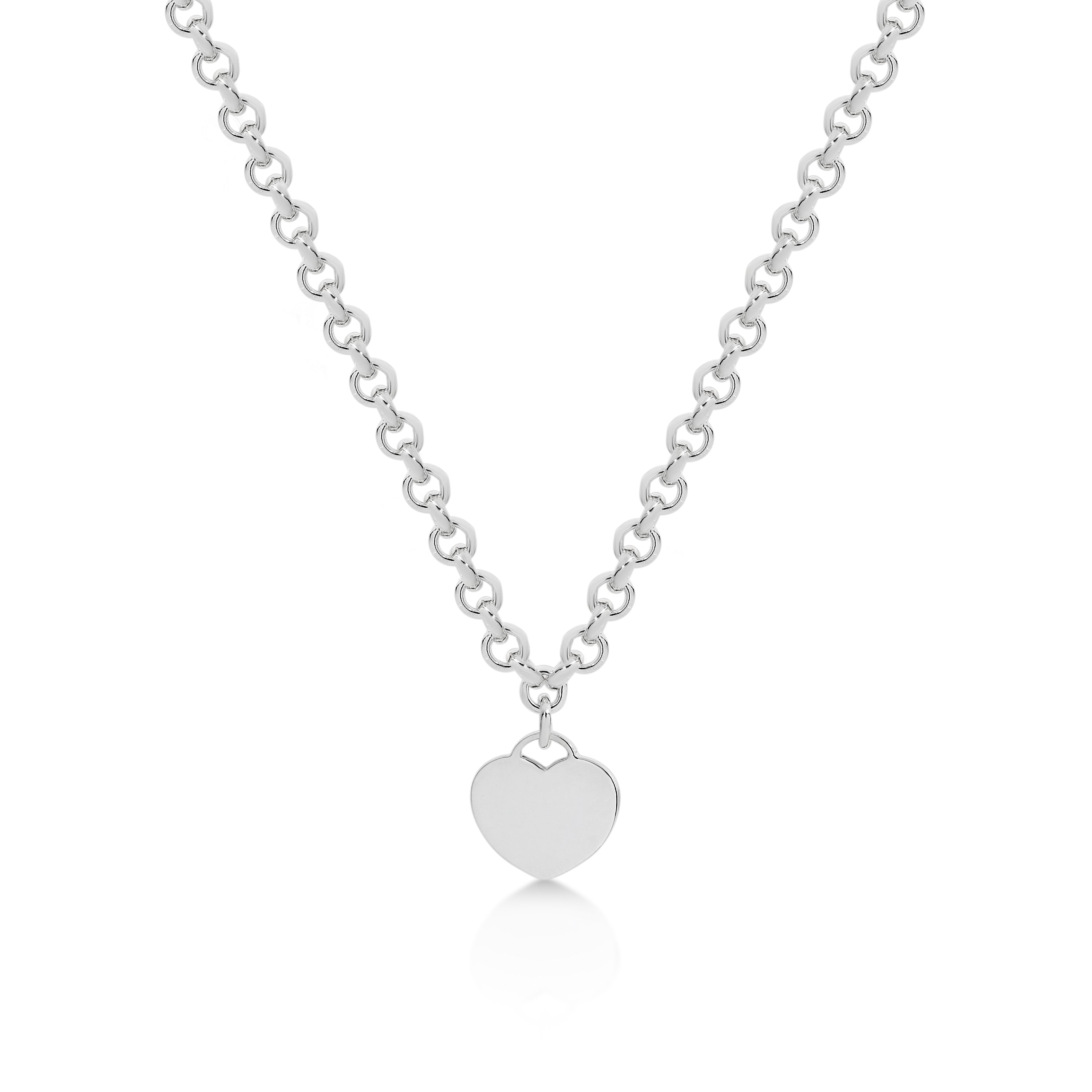 MP5919 Sterling silver heart tag necklace 45cm 9.30gm