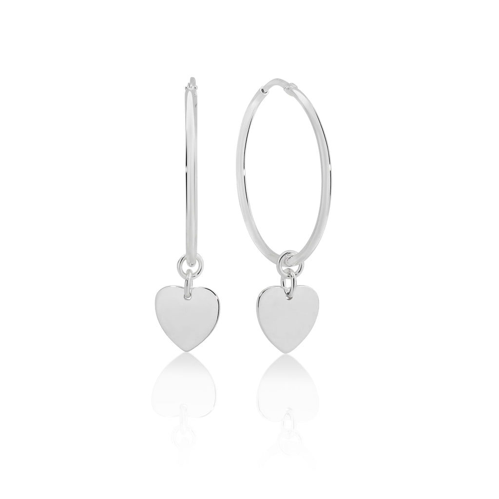 MP5926 sterling silver 25mm heart hoop earrings