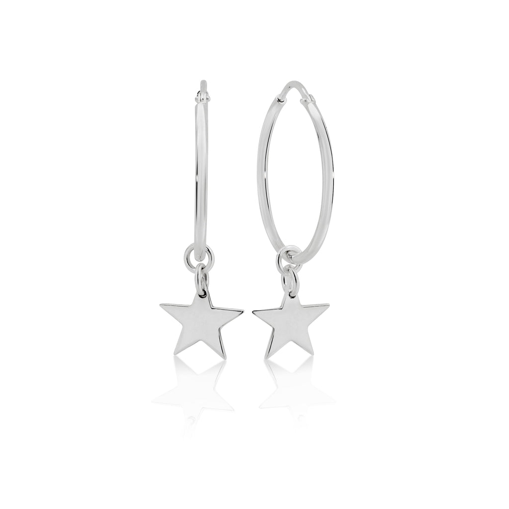MP5927 sterling silver 20mm star hoop earrings